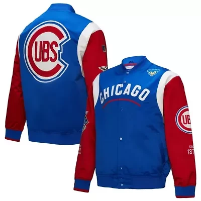 MLB Royal/Red Chicago Cubs Cooperstown Collection Team Origins Satin Full-Snap Jacket