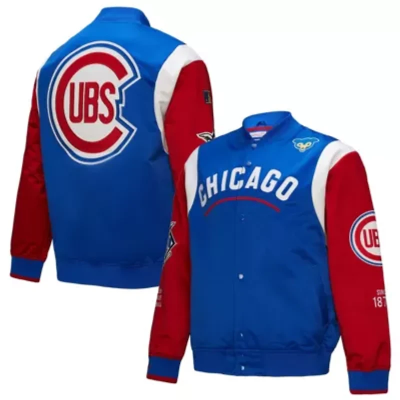 MLB Royal/Red Chicago Cubs Cooperstown Collection Team Origins Satin Full-Snap Jacket