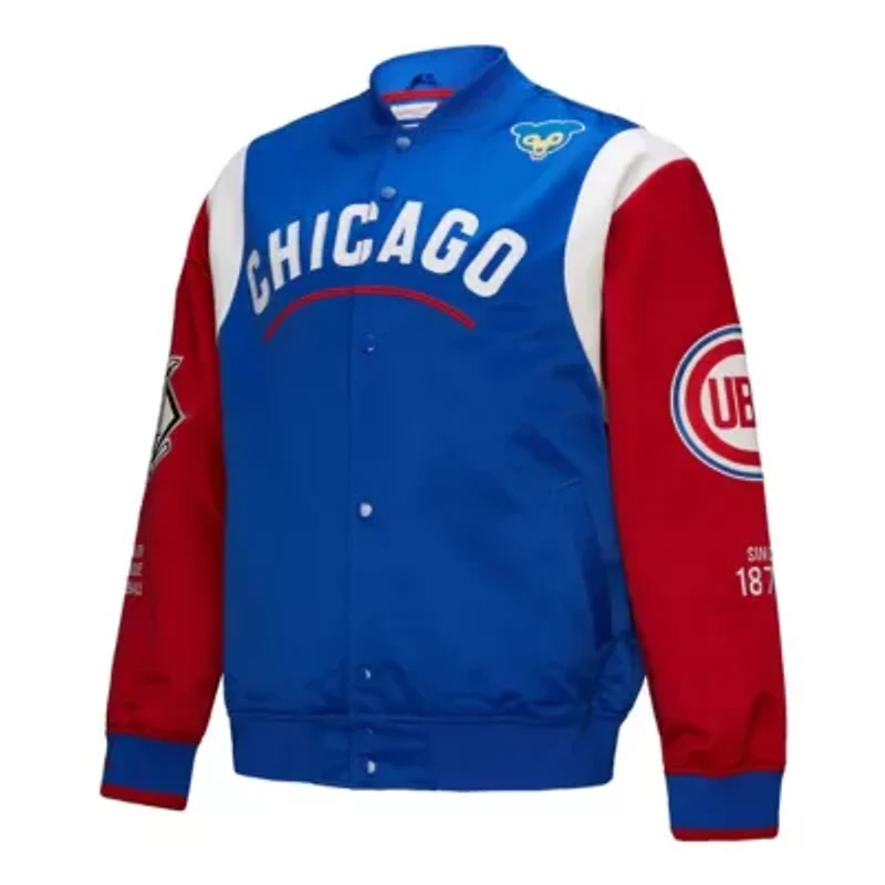 MLB Royal/Red Chicago Cubs Cooperstown Collection Team Origins Satin Full-Snap Jacket