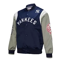 MLB Navy/Gray New York Yankees Cooperstown Collection Team Origins Satin Full-Snap Jacket