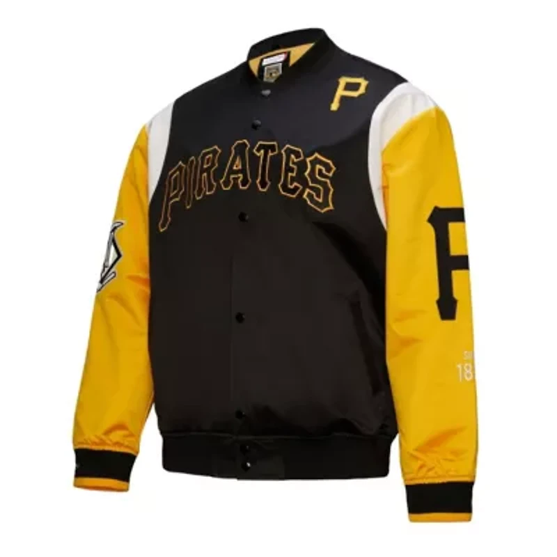 MLB Black/Gold Pittsburgh Pirates Cooperstown Collection Team Origins Satin Full-Snap Jacket
