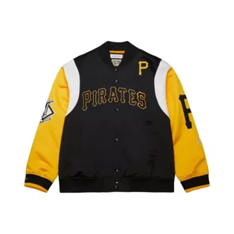MLB Black/Gold Pittsburgh Pirates Cooperstown Collection Team Origins Satin Full-Snap Jacket