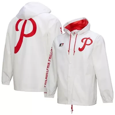 MLB Philadelphia Phillies Vintage Full-Snap Hooded Coaches Jacket