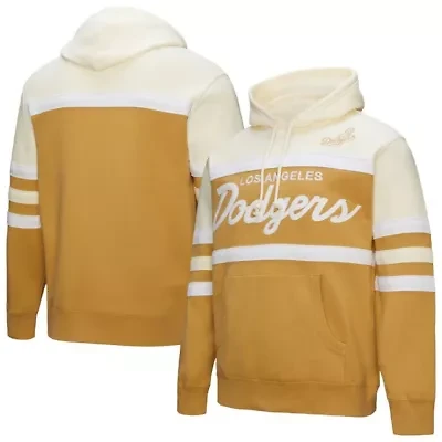 MLB Tan/Cream Los Angeles Dodgers Head Coach Pullover Hoodie