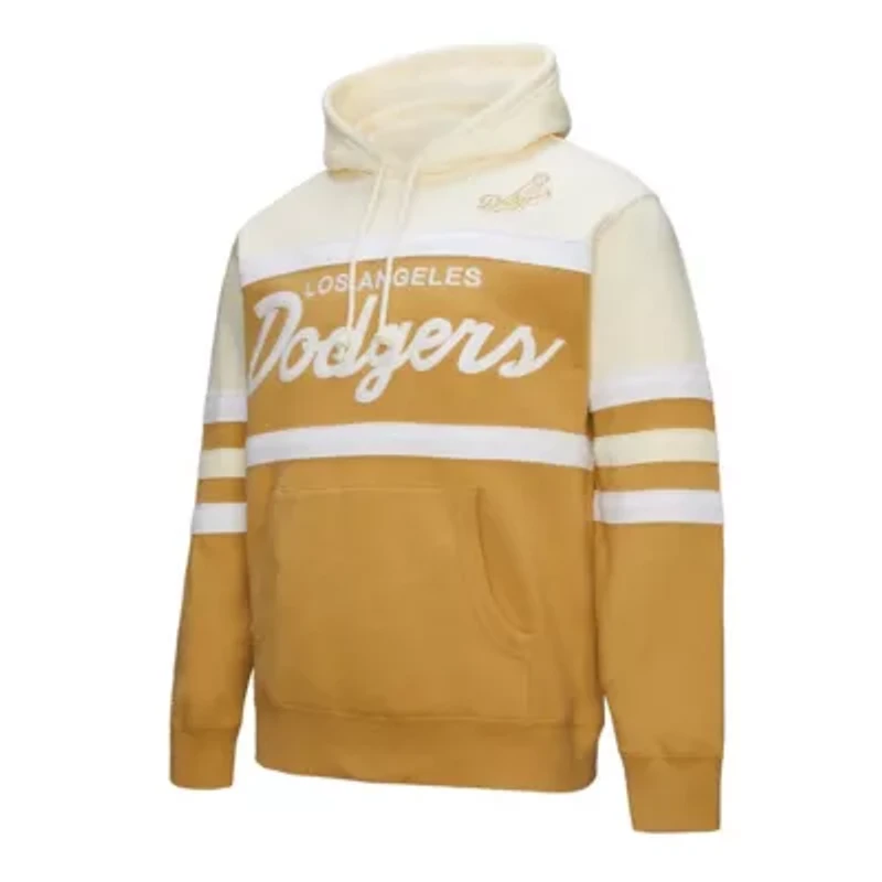 MLB Tan/Cream Los Angeles Dodgers Head Coach Pullover Hoodie