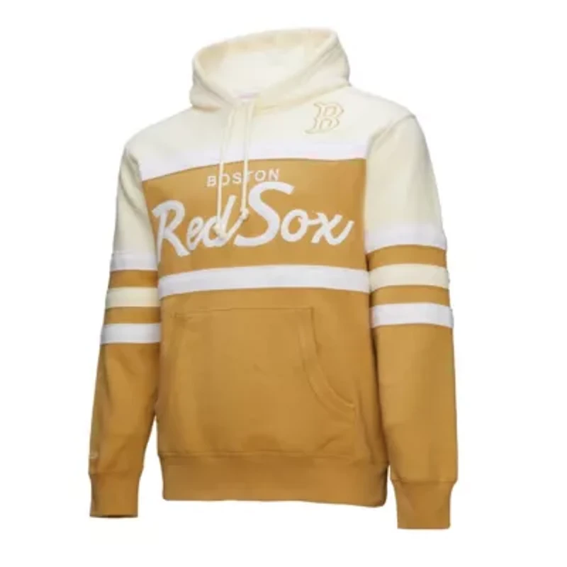 Boston Red Sox MLB Tan/Cream Head Coach Pullover Hoodie