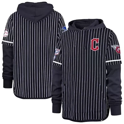 MLB Cleveland Guardians Pinstripe Double Header Pullover Hoodie
