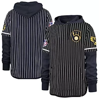 MLB Milwaukee Brewers Pinstripe Double Header Pullover Hoodie