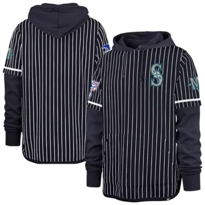 MLB Seattle Mariners Pinstripe Double Header Pullover Hoodie