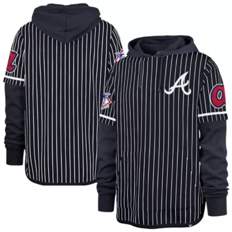 MLB Atlanta Braves Pinstripe Double Header Pullover Hoodie