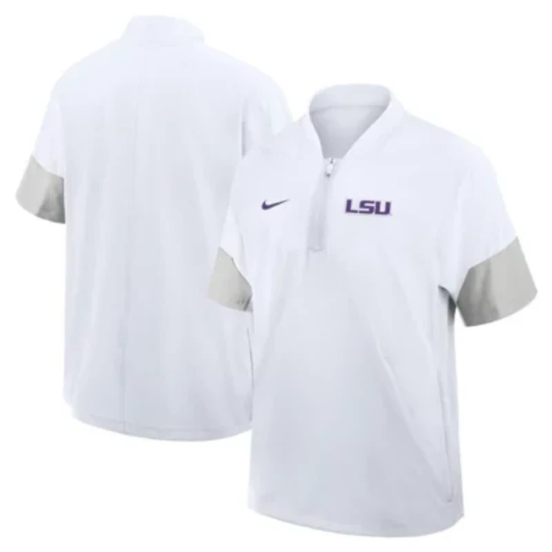 NCAA Nike LSU Tigers 2025 Sideline Short Sleeve Quarter-Zip Coach Jacket