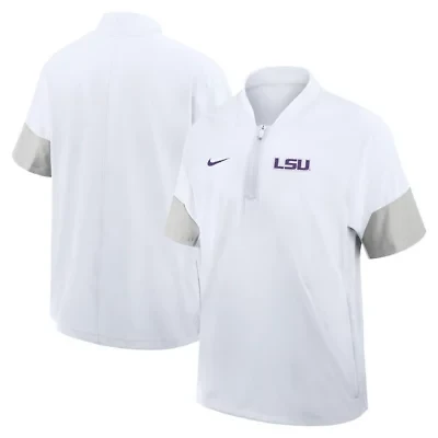 NCAA Nike LSU Tigers 2025 Sideline Short Sleeve Quarter-Zip Coach Jacket