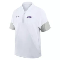 NCAA Nike LSU Tigers 2025 Sideline Short Sleeve Quarter-Zip Coach Jacket