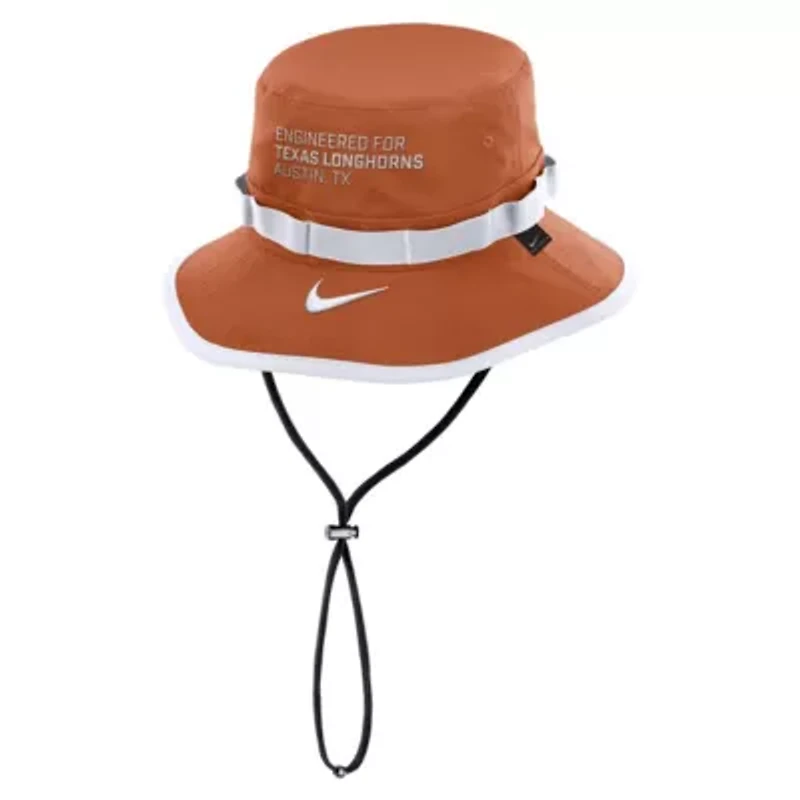 NCAA Nike Burnt Texas Longhorns 2025 Sideline Apex Boonie Performance Bucket Hat