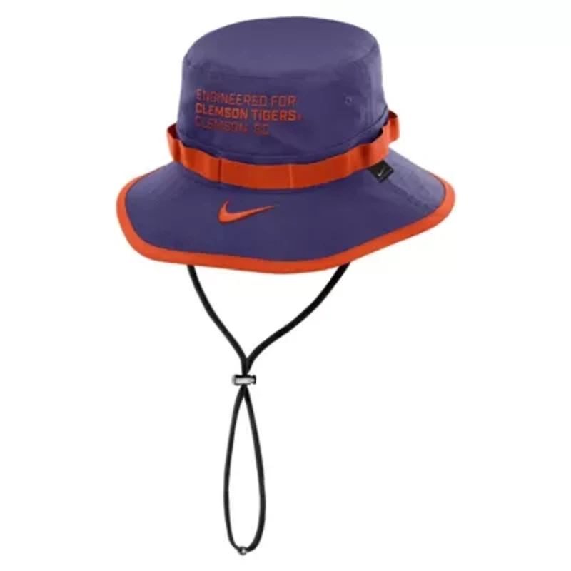 NCAA Nike Clemson Tigers 2025 Sideline Apex Boonie Performance Bucket Hat