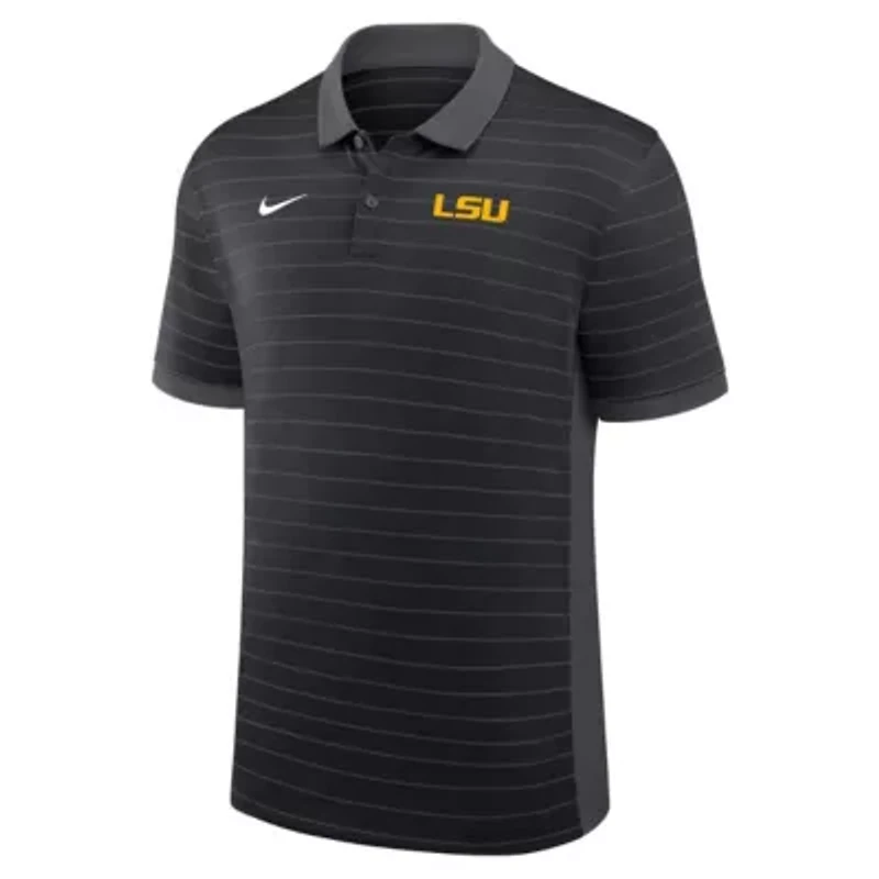 NCAA Nike LSU Tigers 2025 Early Season Coaches Sideline Victory Stripe Dri-FIT Polo
