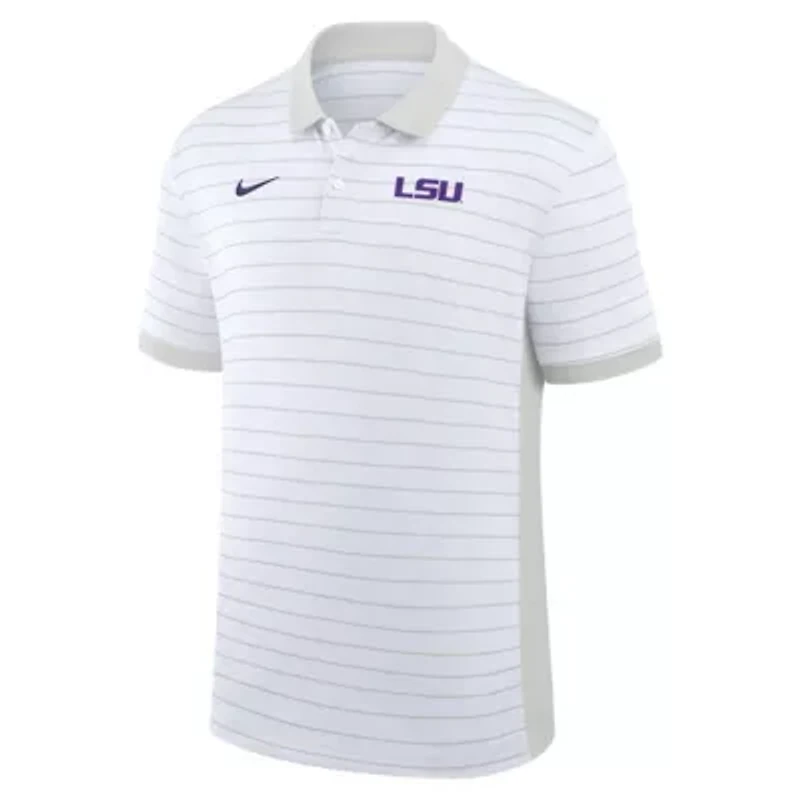 NCAA Nike LSU Tigers 2025 Early Season Coaches Sideline Victory Stripe Dri-FIT Polo