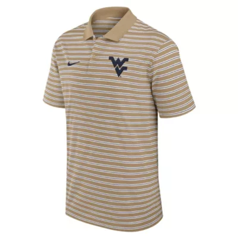 NCAA Nike West Virginia Mountaineers Athletic Prep Striped Dri-FIT Polo
