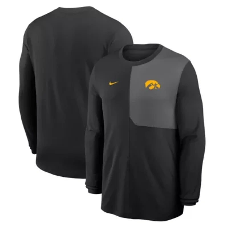 NCAA Nike Iowa Hawkeyes 2025 Sideline Coach UV Dri-FIT Long Sleeve Shirt