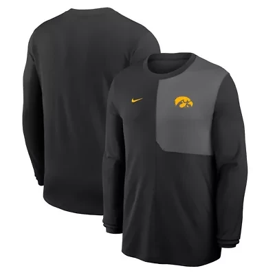 NCAA Nike Iowa Hawkeyes 2025 Sideline Coach UV Dri-FIT Long Sleeve Shirt