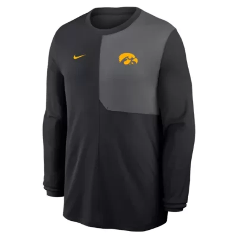 NCAA Nike Iowa Hawkeyes 2025 Sideline Coach UV Dri-FIT Long Sleeve Shirt