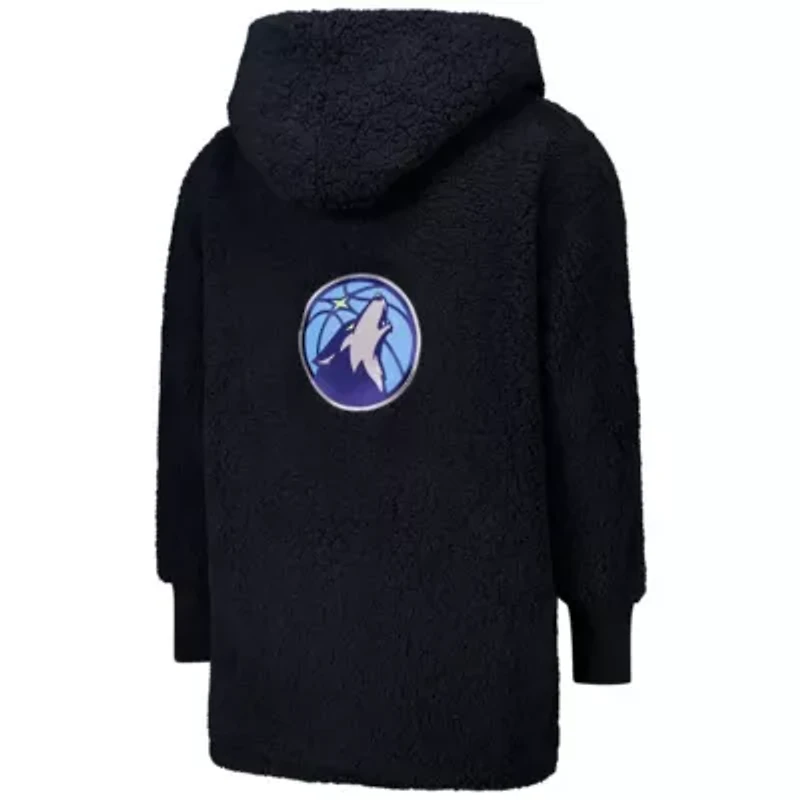 NBA Unisex the Best Lounger World By Jill Martin Minnesota Timberwolves Oversized Open-Front Hoodie Sweater