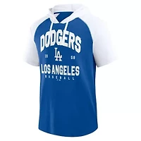 MLB Logo Athletic Los Angeles Dodgers Prime Raglan Short Sleeve Hoodie T-Shirt