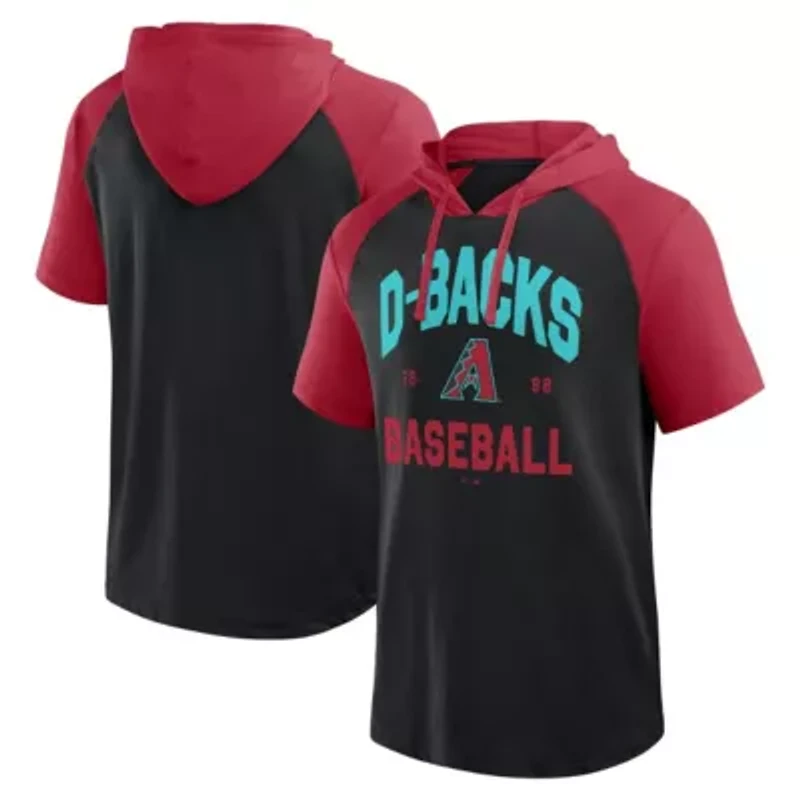 MLB Logo Athletic Arizona Diamondbacks Prime Raglan Short Sleeve Hoodie T-Shirt