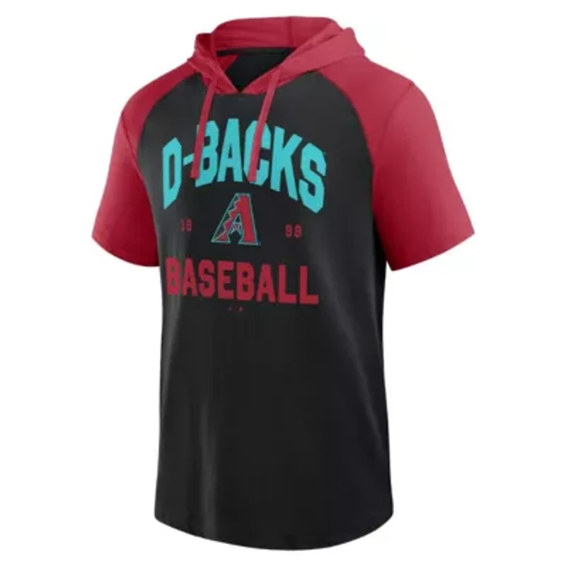 MLB Logo Athletic Arizona Diamondbacks Prime Raglan Short Sleeve Hoodie T-Shirt
