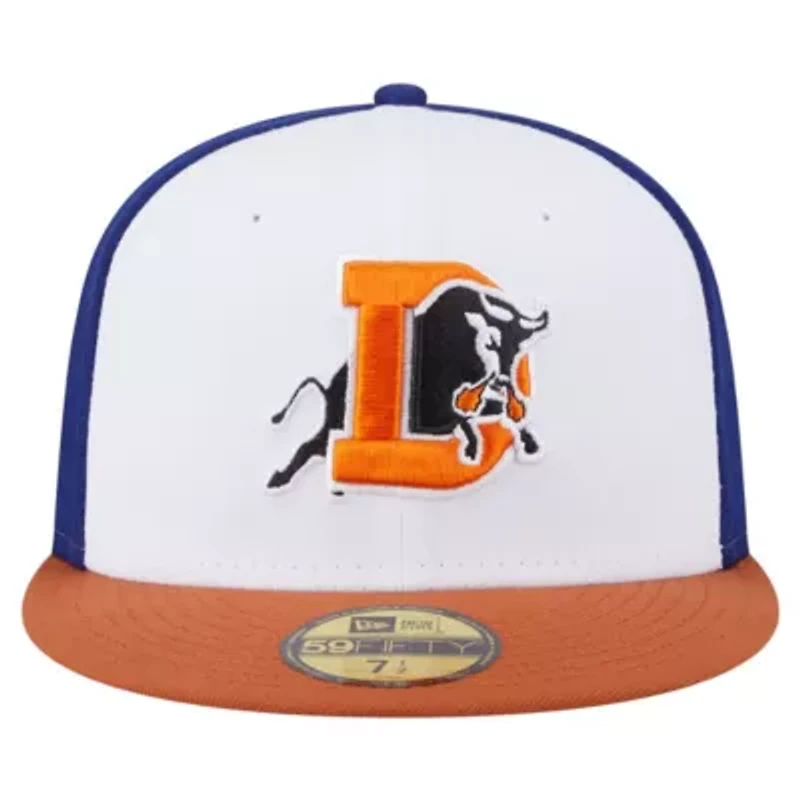 MiLB White/Orange Durham Bulls Authentic Collection 59FIFTY Fitted Hat