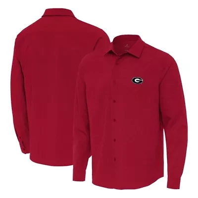 NCAA Georgia Bulldogs Exposure Woven Long Sleeve Button-Up Shirt