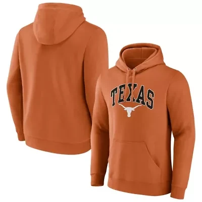 NCAA Fanatics Burnt Texas Longhorns Classic Arched Applique Fleece Pullover Hoodie