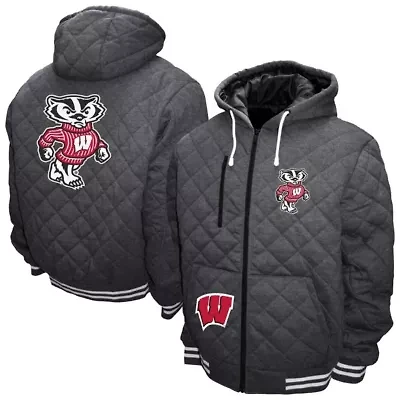 NCAA Franchise Club Wisconsin Badgers Diamond Quilted Full-Zip Hoodie Jacket