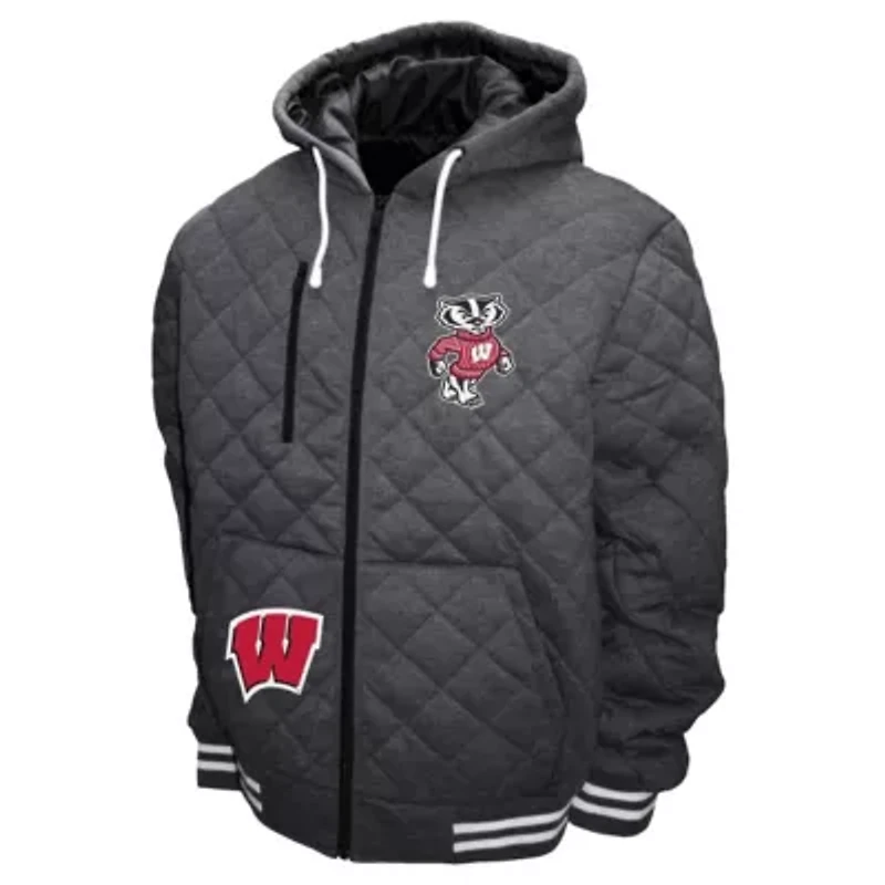 NCAA Franchise Club Wisconsin Badgers Diamond Quilted Full-Zip Hoodie Jacket