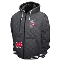 NCAA Franchise Club Wisconsin Badgers Diamond Quilted Full-Zip Hoodie Jacket