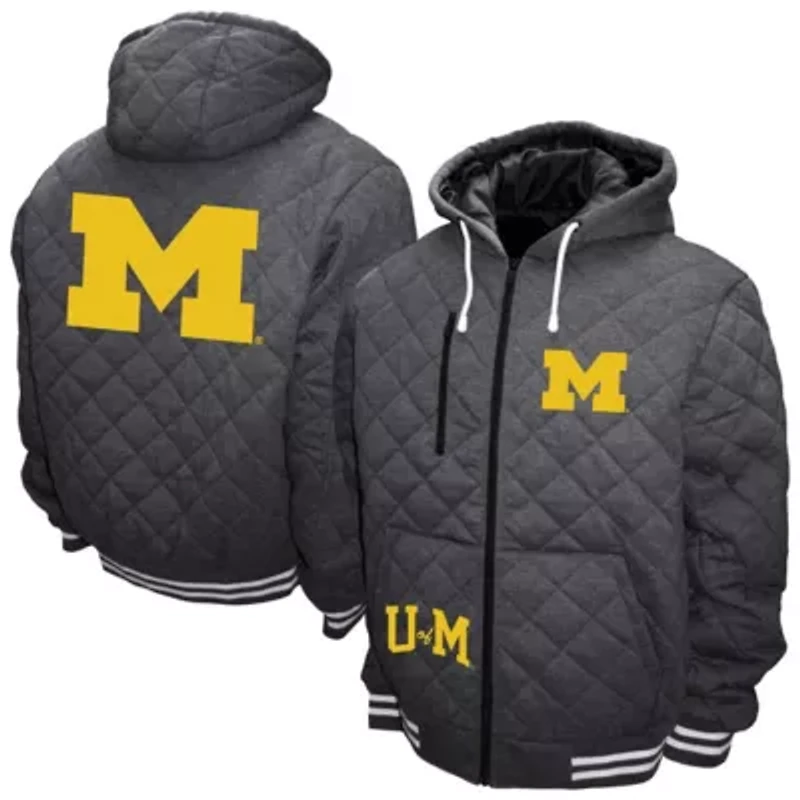 NCAA Franchise Club Michigan Wolverines Diamond Quilted Full-Zip Hoodie Jacket