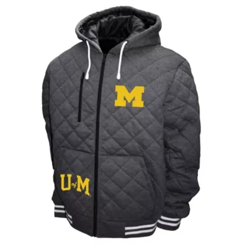 NCAA Franchise Club Michigan Wolverines Diamond Quilted Full-Zip Hoodie Jacket