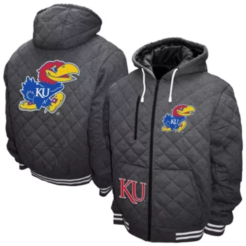 NCAA Franchise Club Kansas Jayhawks Diamond Quilted Full-Zip Hoodie Jacket