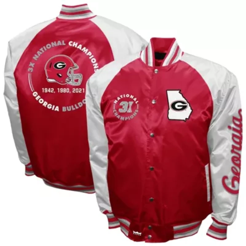 NCAA Franchise Club Georgia Bulldogs Satin Full-Snap Jacket