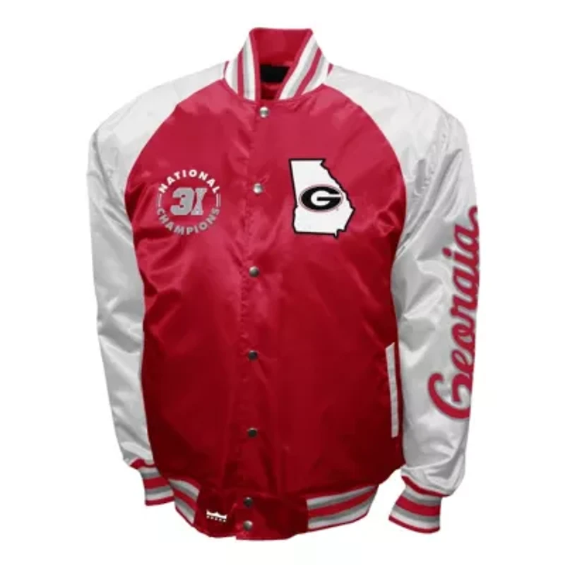 NCAA Franchise Club Georgia Bulldogs Satin Full-Snap Jacket