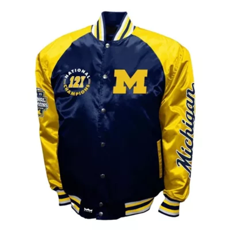 NCAA Franchise Club Michigan Wolverines Satin Full-Snap Jacket