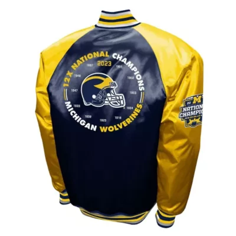 NCAA Franchise Club Michigan Wolverines Satin Full-Snap Jacket