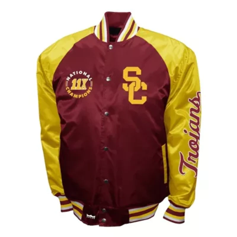 NCAA Franchise Club USC Trojans Satin Full-Snap Jacket