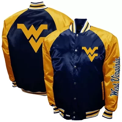 NCAA Franchise Club West Virginia Mountaineers Satin Full-Snap Jacket