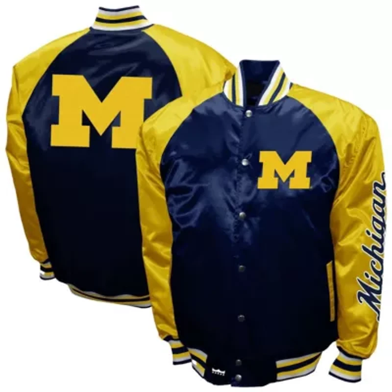 NCAA Franchise Club Michigan Wolverines Satin Full-Snap Jacket