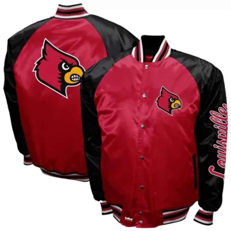 NCAA Franchise Club Louisville Cardinals Satin Full-Snap Jacket
