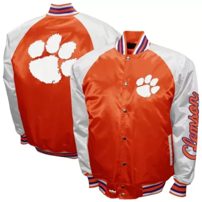 NCAA Franchise Club Clemson Tigers Satin Full-Snap Jacket