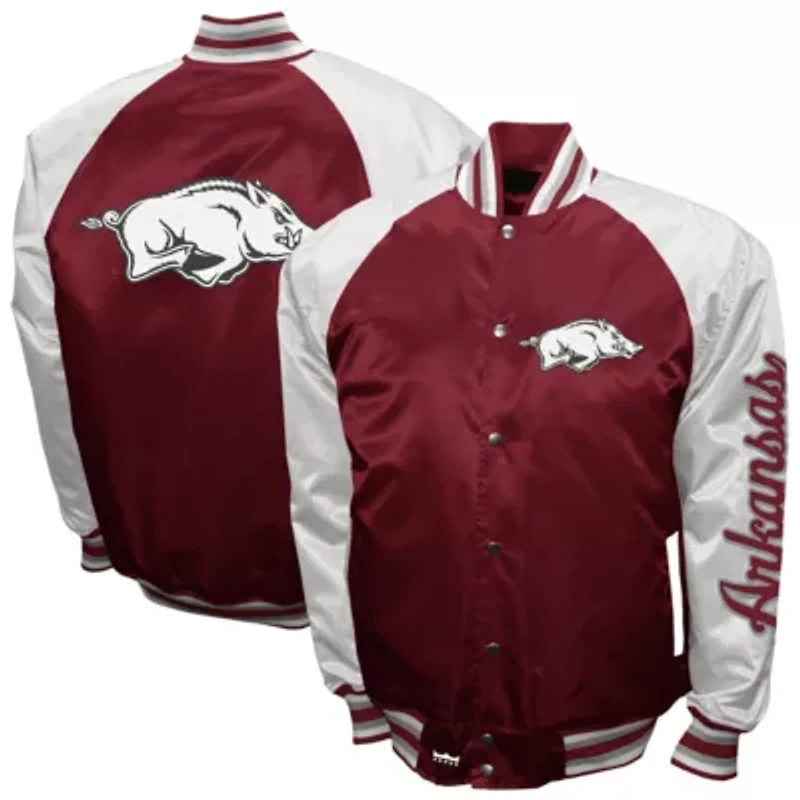 NCAA Franchise Club Arkansas Razorbacks Satin Full-Snap Jacket