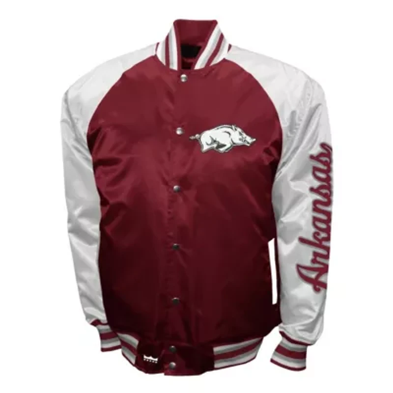 NCAA Franchise Club Arkansas Razorbacks Satin Full-Snap Jacket
