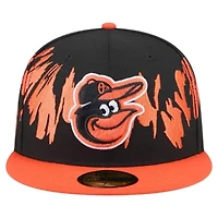 MLB Black/Orange Baltimore Orioles Retro Pattern 59FIFTY Fitted Hat